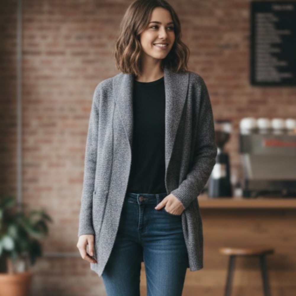 Barefoot Dreams CozyChic Lite Open-Front Cardigan Women's Size XS/S Shawl Collar